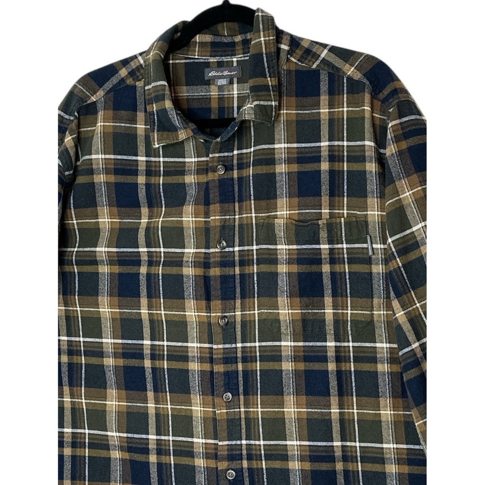EDDIE BAUER Men Flannel Shirt 2XL Plaid Cozy Outdoor Classic Pocket Long Sleeve - Picture 8 of 8